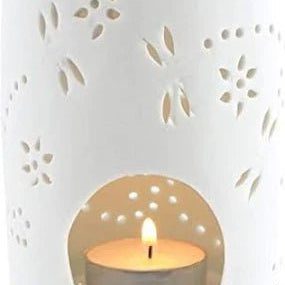 Ceramic White Dragonfly Tea-Light Burner - KJ's Sizzling Scentz