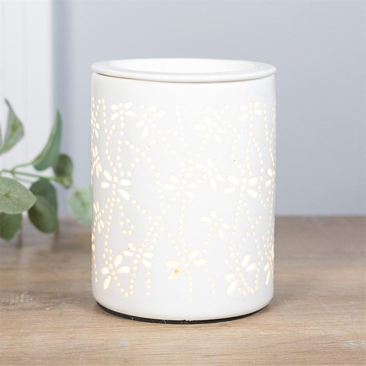 Dragonfly Cut White Ceramic Electric Aroma Lamp - KJ's Sizzling Scentz