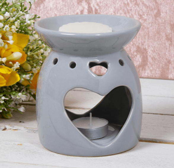 "Grey Ceramic Large Heart" - KJ's Sizzling Scentz