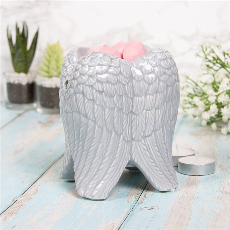 Grey Ceramic Angel Wings - KJ's Sizzling Scentz