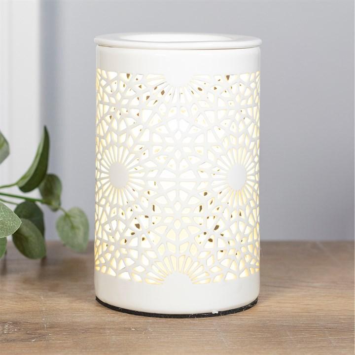 Lace Cut White Ceramic Electric Aroma Lamp - KJ's Sizzling Scentz