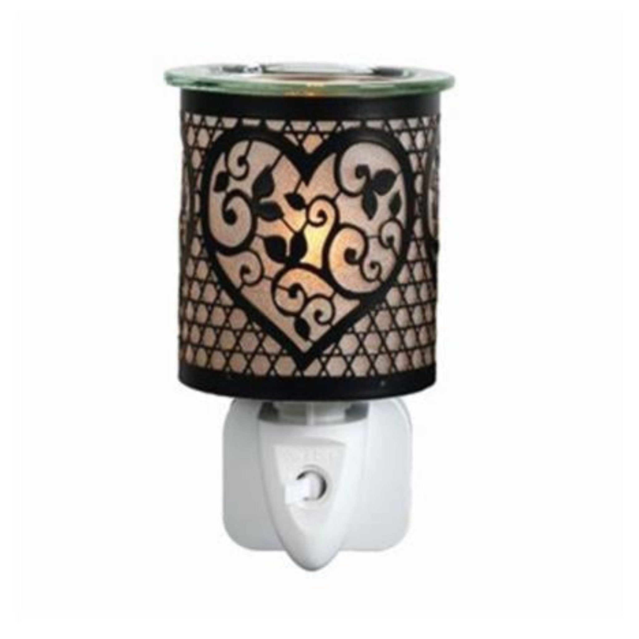 Black Heart Design 13cm Plug in Aroma lamp - KJ's Sizzling Scentz