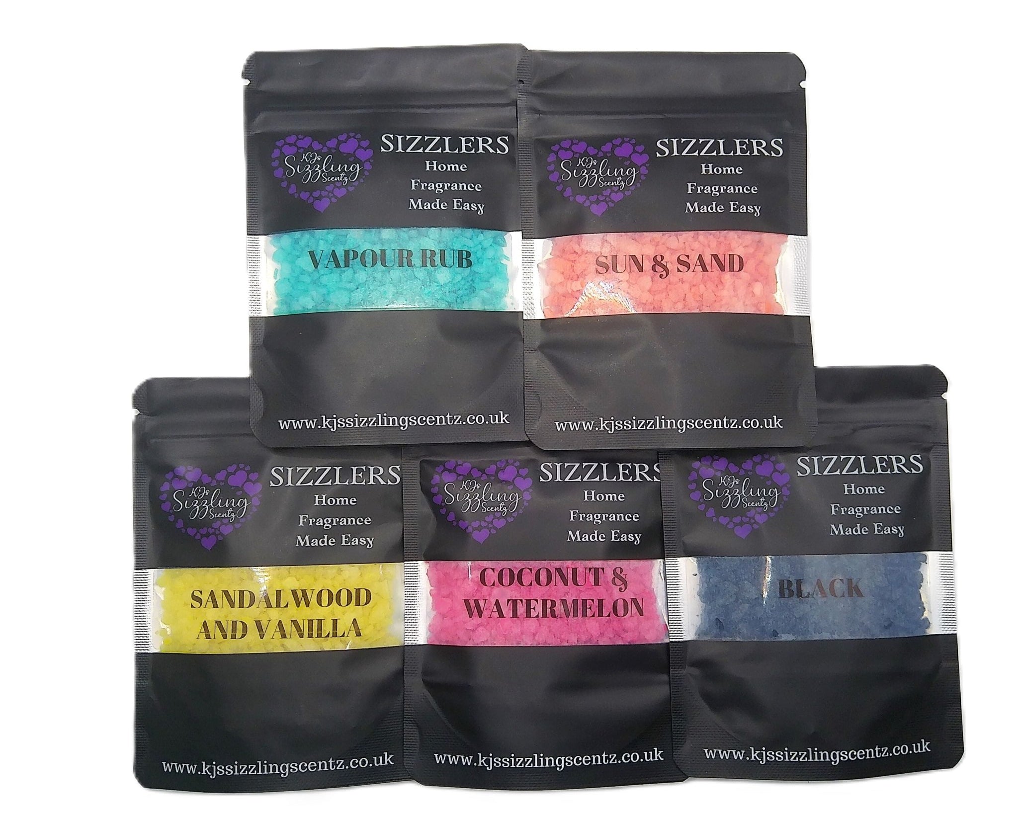 New Sizzler Spring Fragrance Collection, 10 x 50g bags Wax Melt Alternative - KJ's Sizzling Scentz