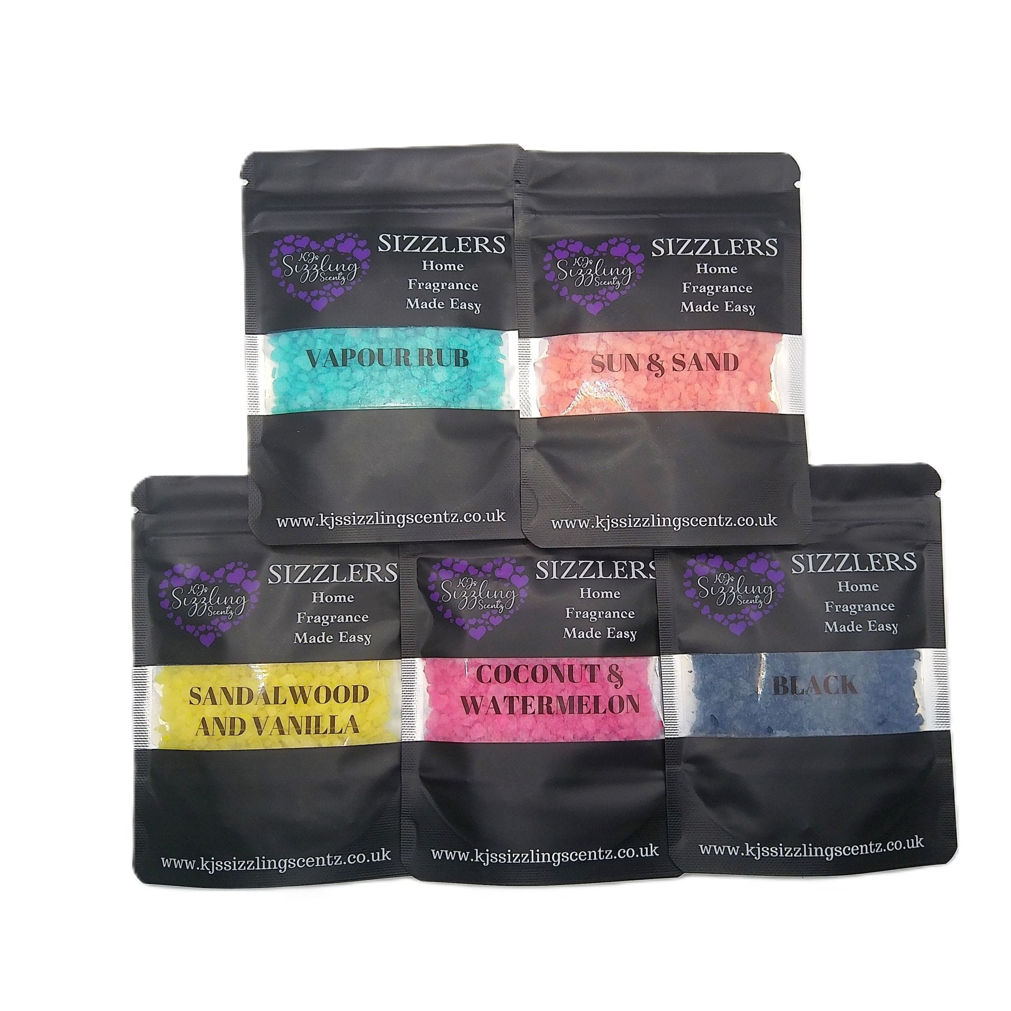 New Sizzler Spring Fragrance Collection, 10 x 50g bags Wax Melt Alternative - KJ's Sizzling Scentz