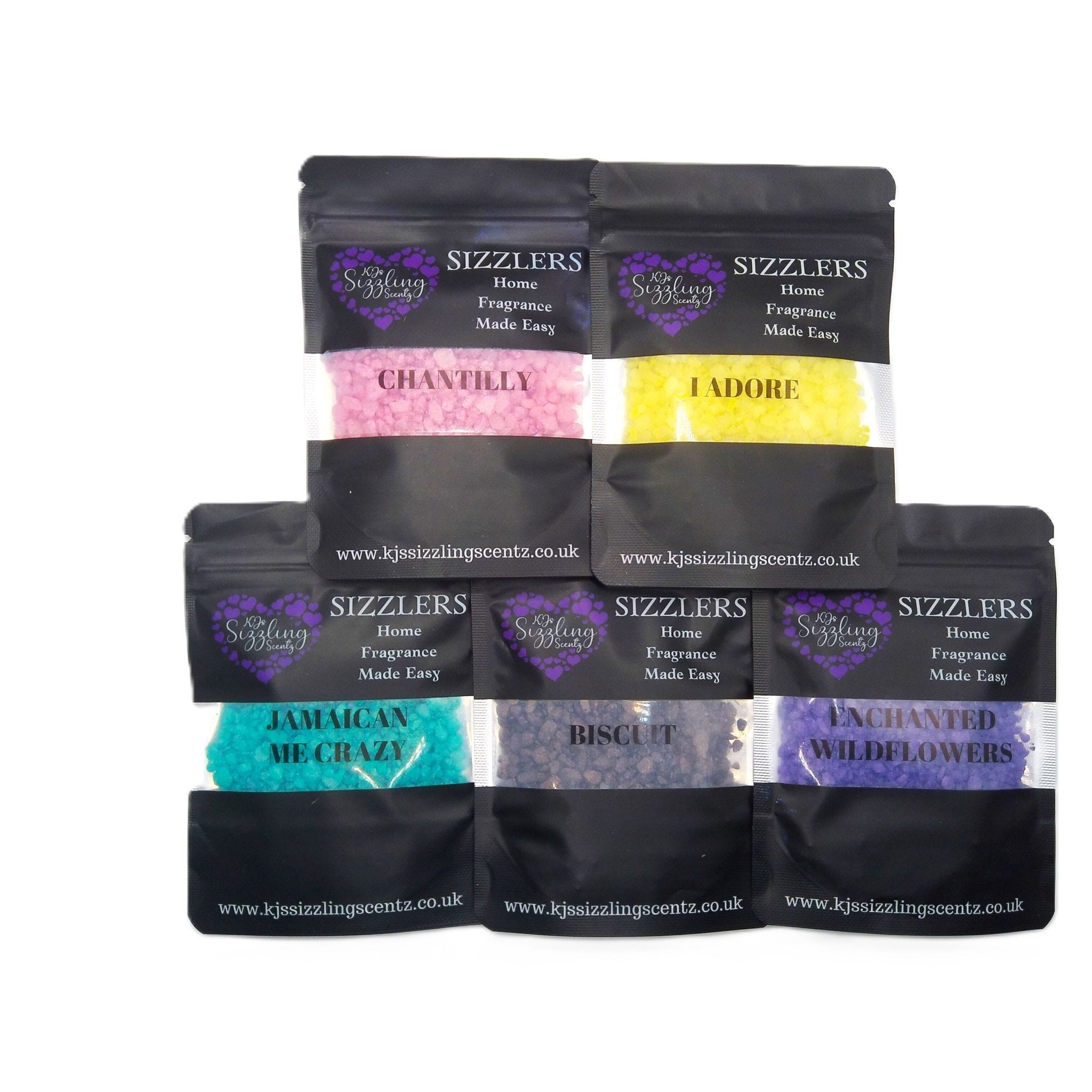 New Sizzler Spring Fragrance Collection, 10 x 50g bags Wax Melt Alternative - KJ's Sizzling Scentz