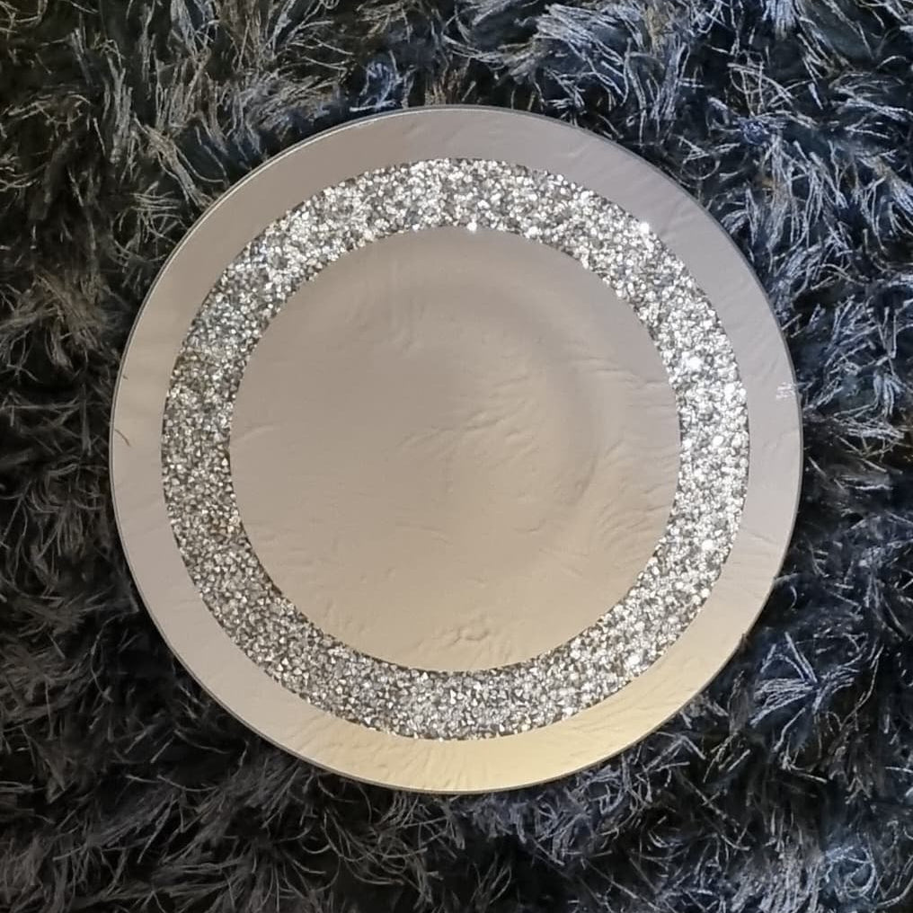 8" Crushed Crystal Mirror Plate - KJ's Sizzling Scentz