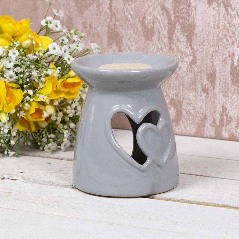 "Grey Ceramic Double Heart" - KJ's Sizzling Scentz