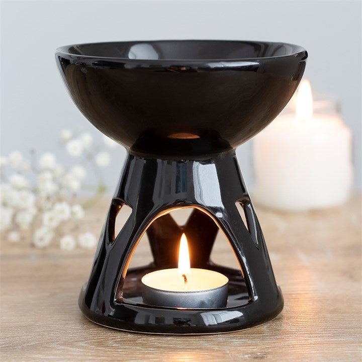 "Deep Dish Black Ceramic Tealight Burner" - KJ's Sizzling Scentz