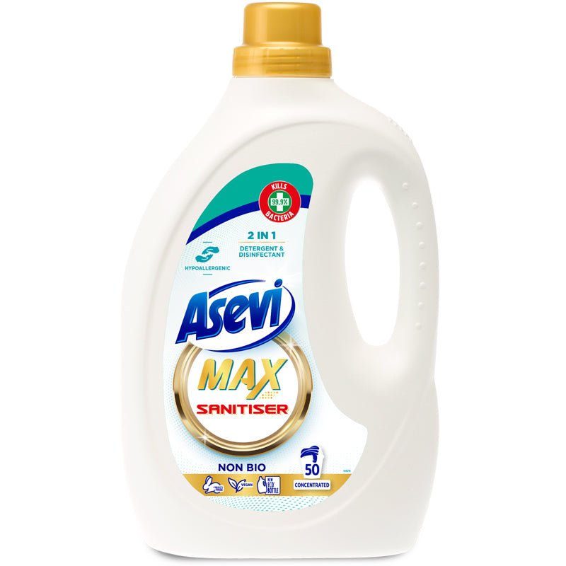 Asevi Max Sanitiser Non Bio 50 Wash Detergent - KJ's Sizzling Scentz