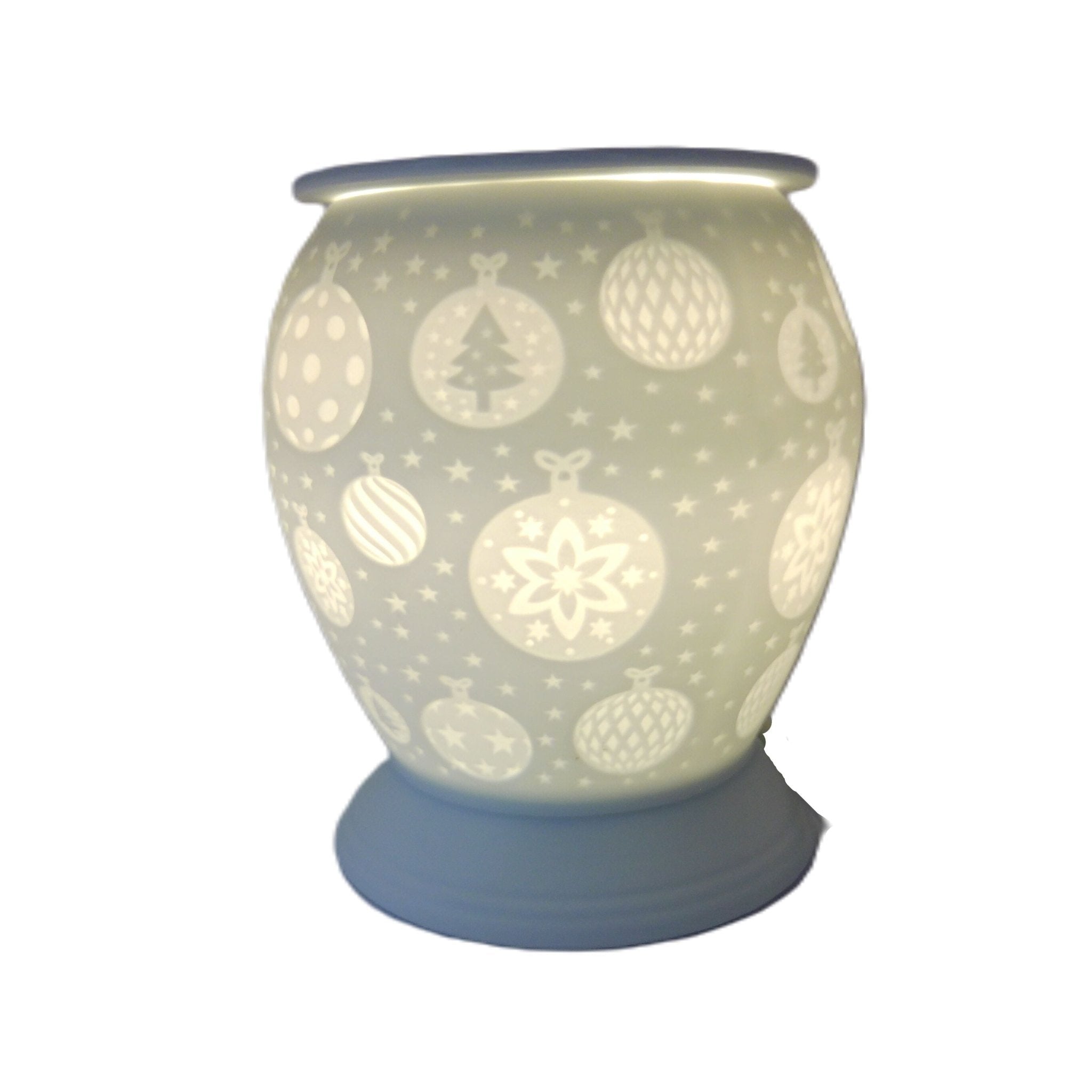 Festive White Ceramic Baubles Electric Aroma Lamp - KJ's Sizzling Scentz