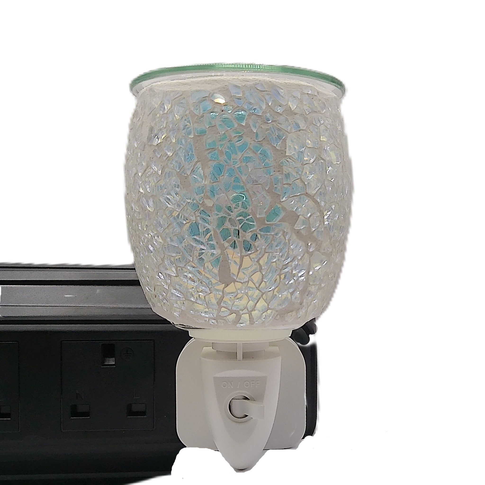 Mosaic Glass Crackle Design 13cm Plug in Aroma lamp - KJ's Sizzling Scentz